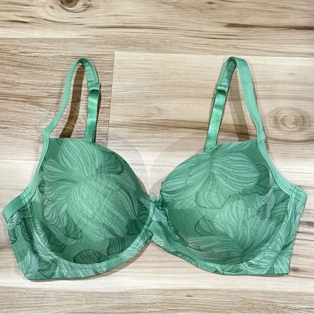 Delta Burke Green Floral Mesh Bra Women’s 40DD